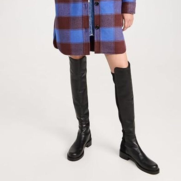 Stuart Weitzman 5050 Bold OTC Stretch Leather Boot in Black - Picture 1 of 5